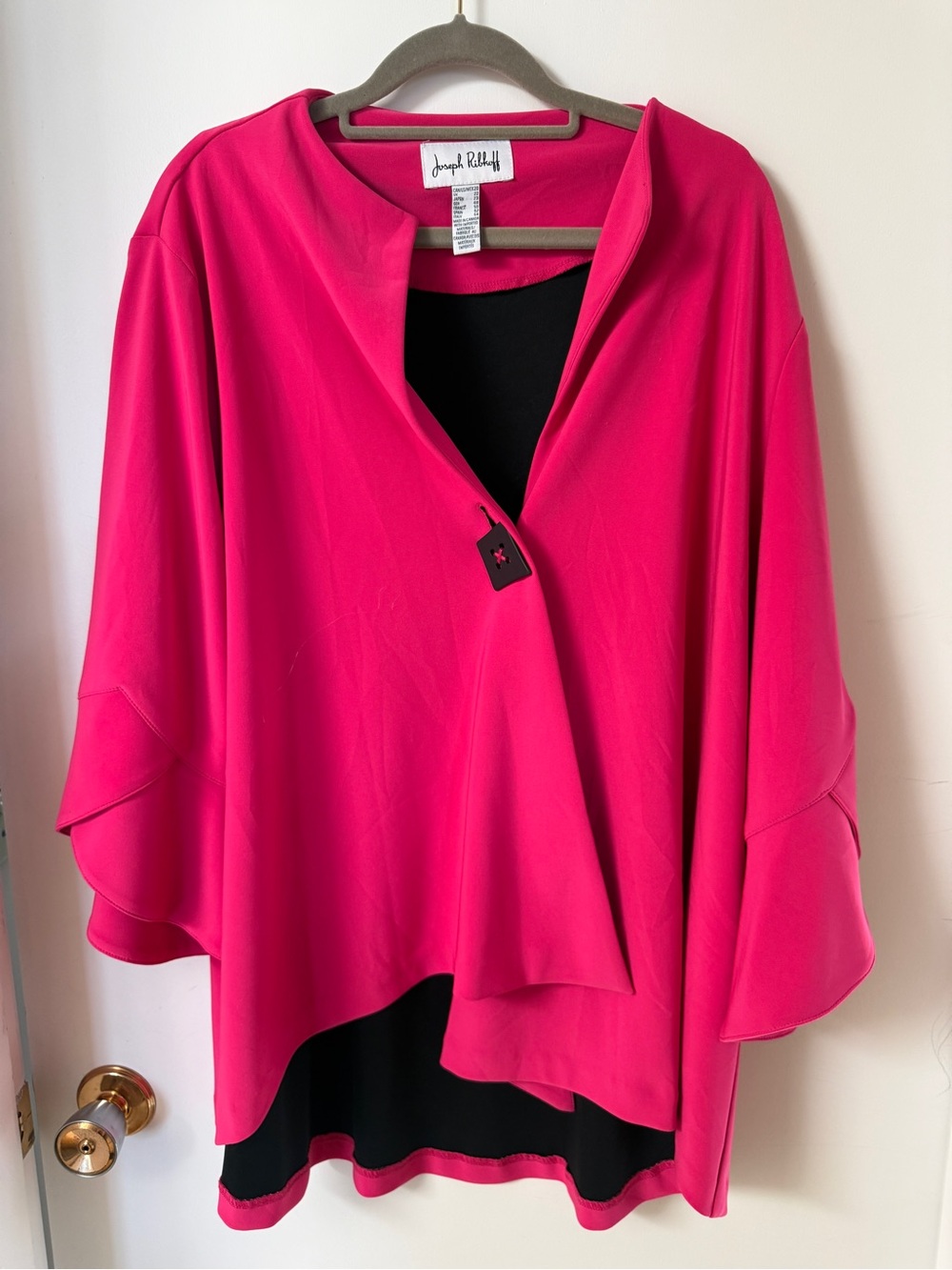 Joseph Ribkoff Pink Black Layered Bell Sleeve Tunic Top Size 20 Canada